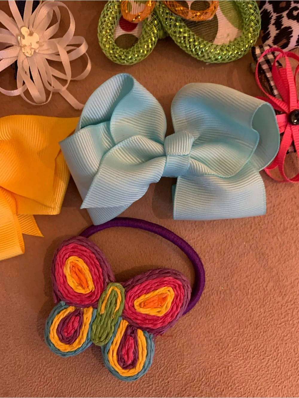 Assorted Kids Hair Bow Set - Yellow, Blue, Leopard, Pink & More